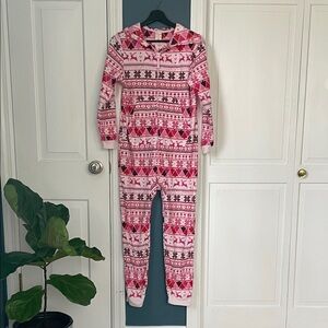 Cat & Jack Pink and White Patterned Kids Pajama with Hoodie | Size 14